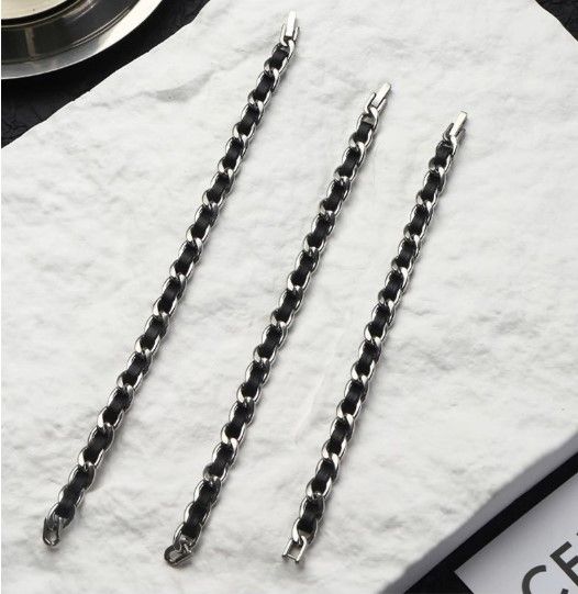 Men's Titanium Steel Bracelet(17cm)- Black and Silver-Tone Chain Link Wrist Accessory for Casual Wear and Gift Giving — image 6