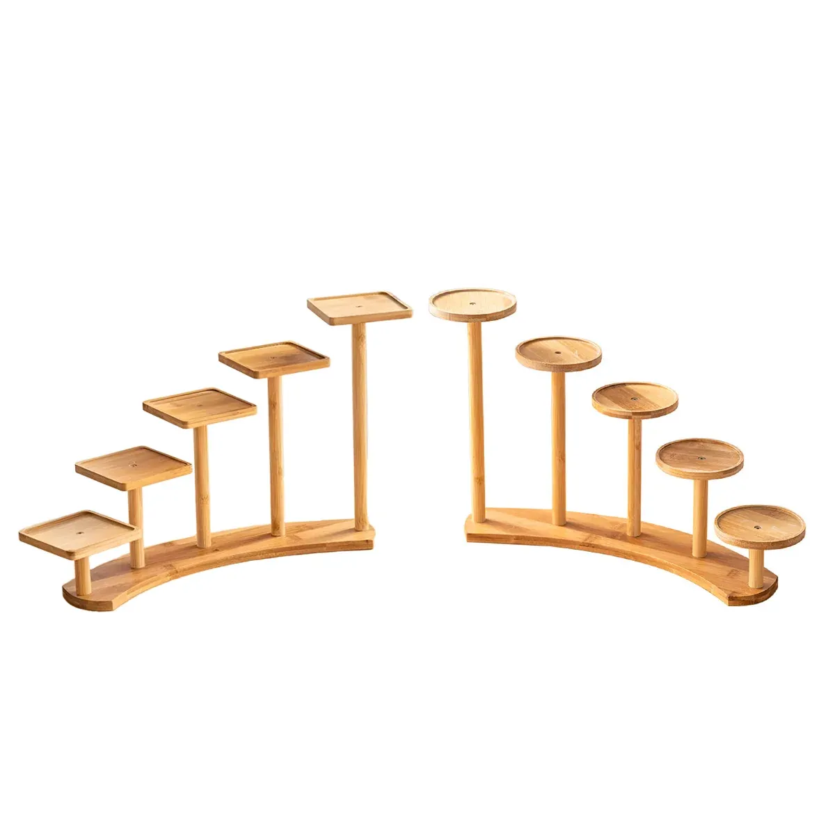 Bamboo Indoor Desktop Flower Stand for Living Room Office MultiTier Plant Holder - Round โ image 3
