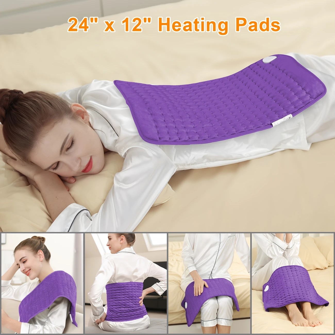 Dark grey This large heating pad (24" x 12") features 6 temperature levels and 4 timer settings, with rapid heating and auto-off functions. It is portable โ image 2
