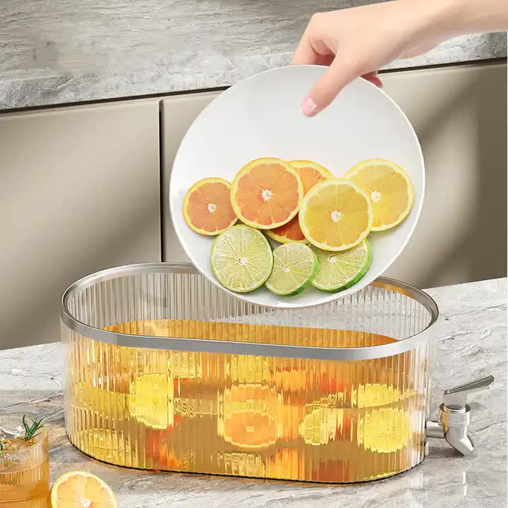 Elegant White Refrigerator Cold Water Dispenser - 5.3L Fruit Tea Jug with Tap for Home Beverages โ image 2