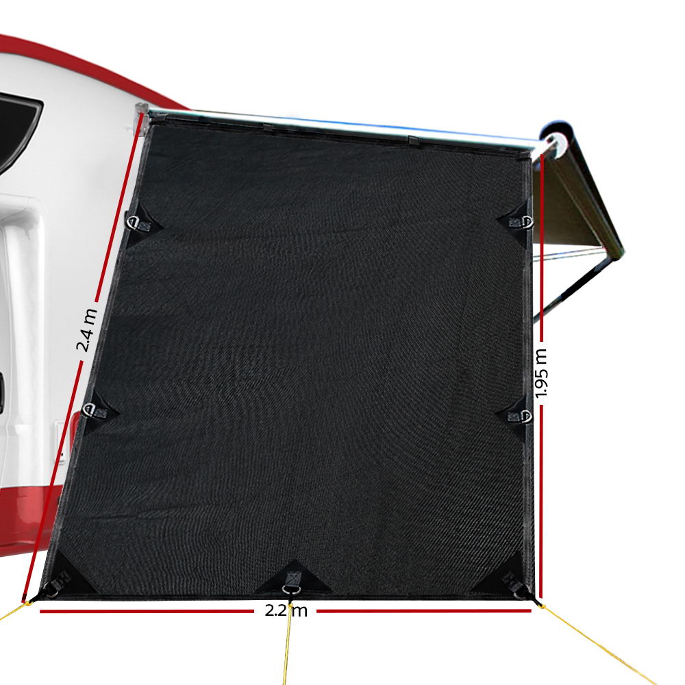 Caravan Privacy Screen Roll Out Awning 1.95x2.2M Sun Shade End Wall Side Black — image 3