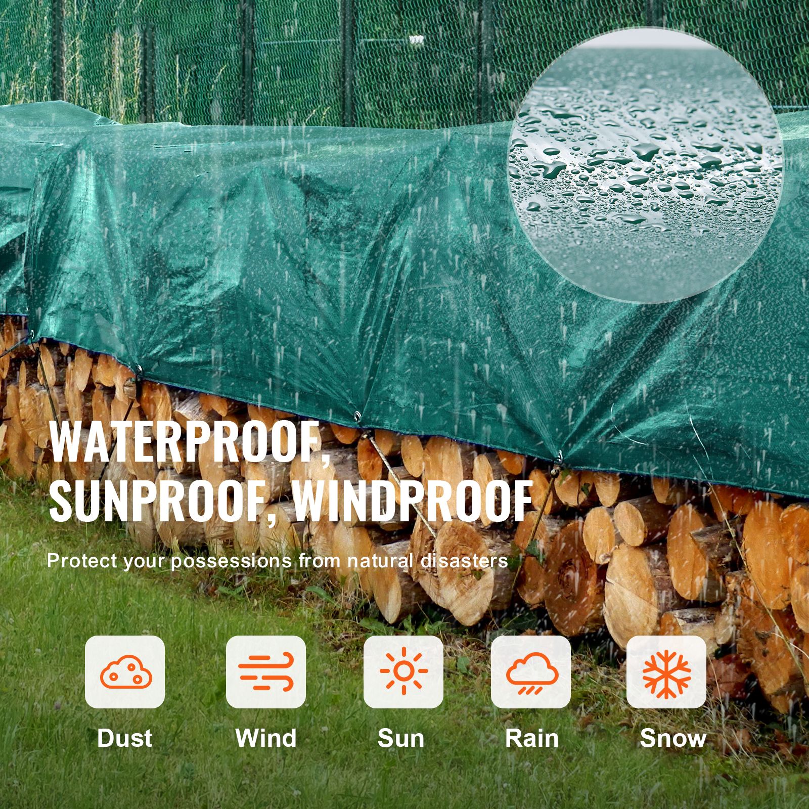 PVC Waterproof Tarp, 16.5 x 29.5 ft Heavy Duty PVC Tarpaulin, Tear-Proof and Weather-Proof, with Grommets and Reinforced Edges for Canopy Boat RV Tent Shelter โ image 2