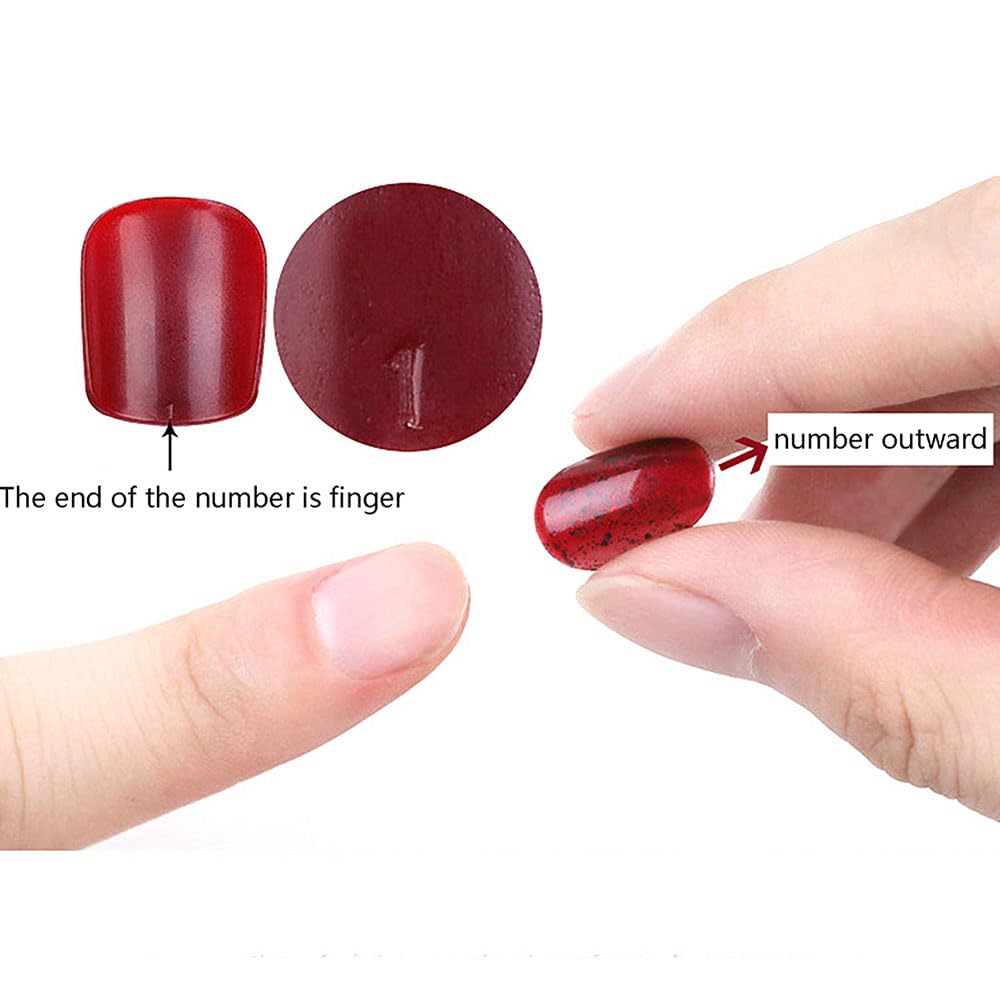 Red Press on Nails Coffin Shape Fake Nails Long False Nails with Cat Eye Design Glitter Glue on Nails for Women 24PCS 522 red 0.04 Fl Oz (Pack of 24) — image 4
