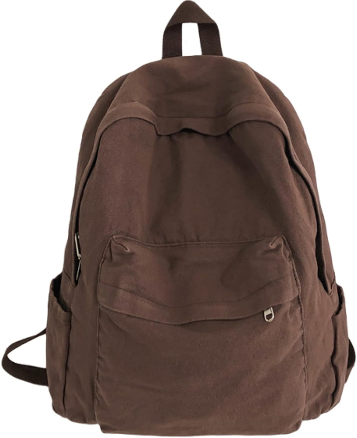 Vintage canvas backpack for women men travel backpack solid color simple backpack laptop backpack rucksack Brown