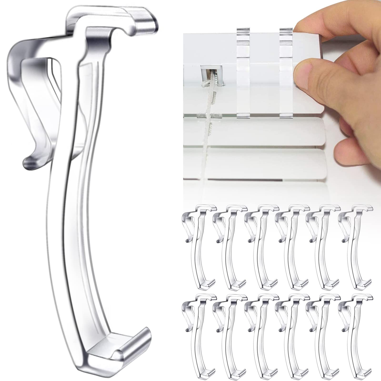2.5 Inch Valance Clips, Clear Plastic Valance Clips for Blinds, Hidden Blinds Valance Clips for Horizontal Blind Valance 12 Pieces