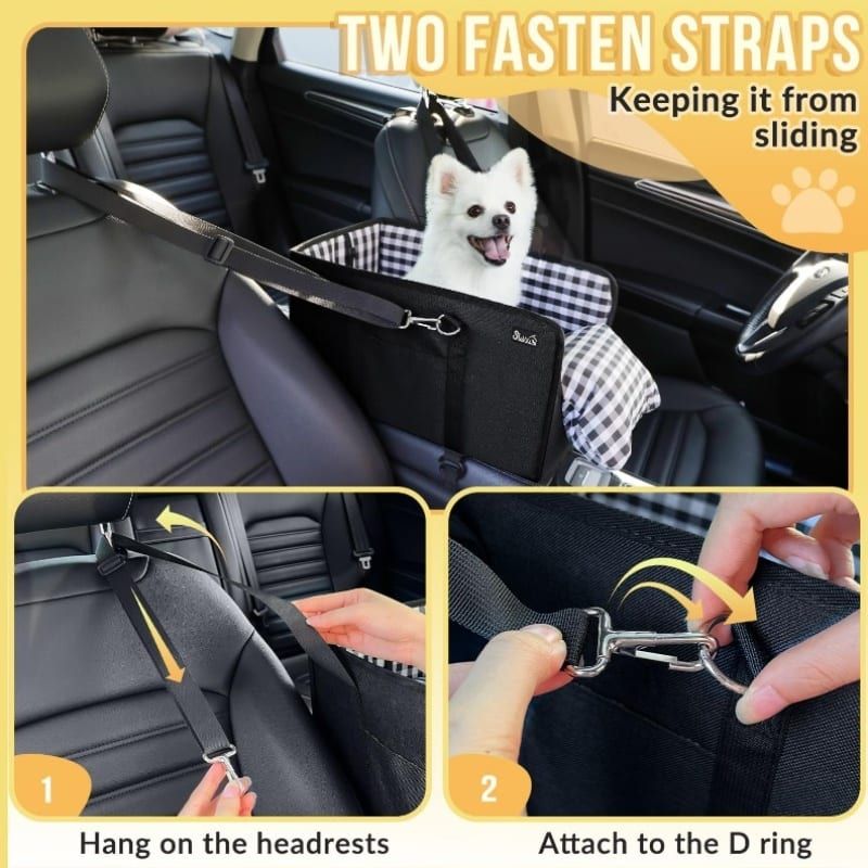 Portable Pet Car Seat for Small Dogs & Cats, Foldable Center Console Pet Bed with Safety Tether, Anti-Slip Bottom, and Removable Cushion for Safe and — image 5