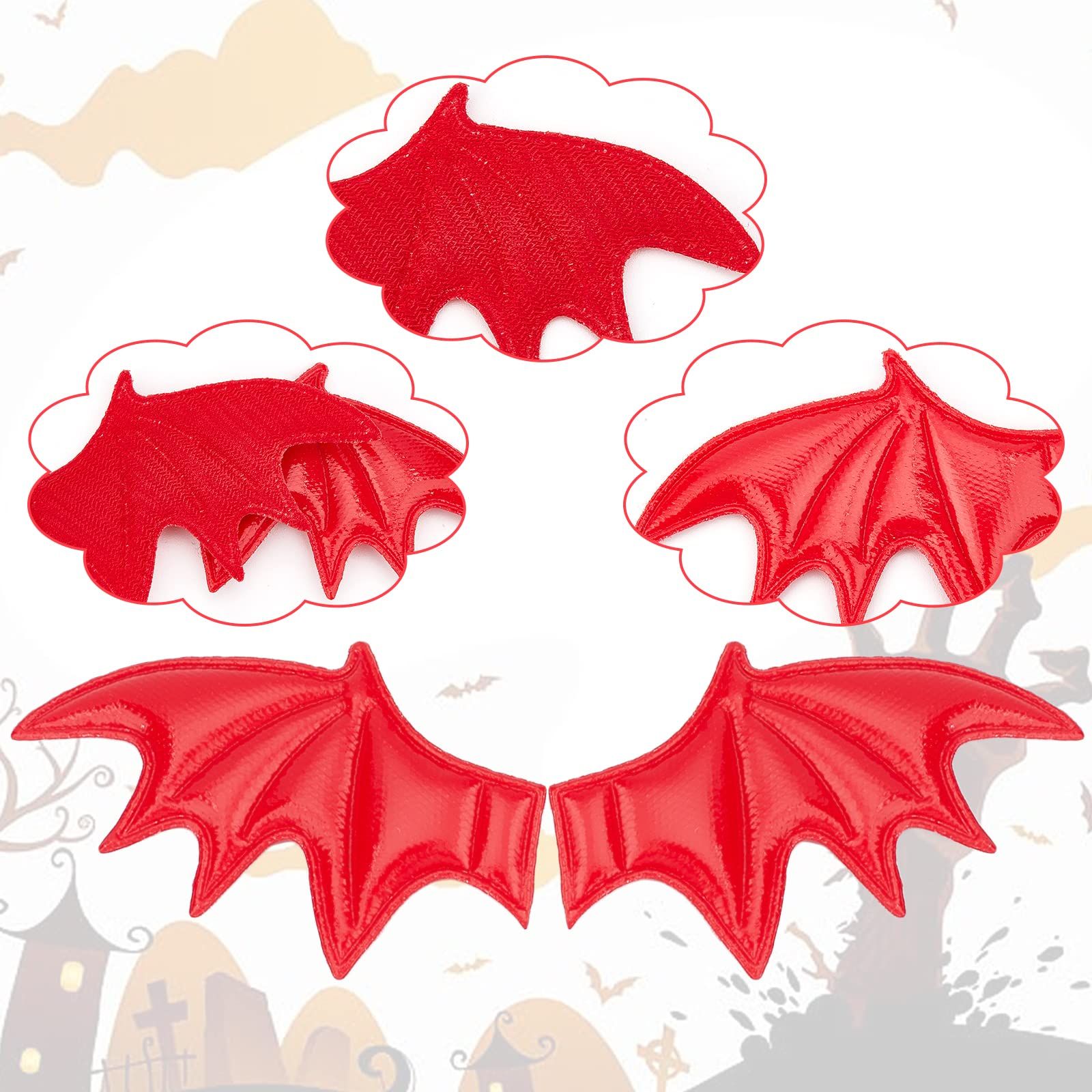 2 Style 20PCS Leather Halloween Bat Wings DIY Crafts Bat Wing Spooky Bats Halloween Decorations for Hair Ornament — image 4