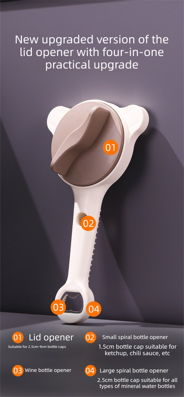 4-in-1 Adjustable Jar Opener Multi-Functional Bottle Lid Remover Labor-Saving Kitchen Tool Khaki — image 3