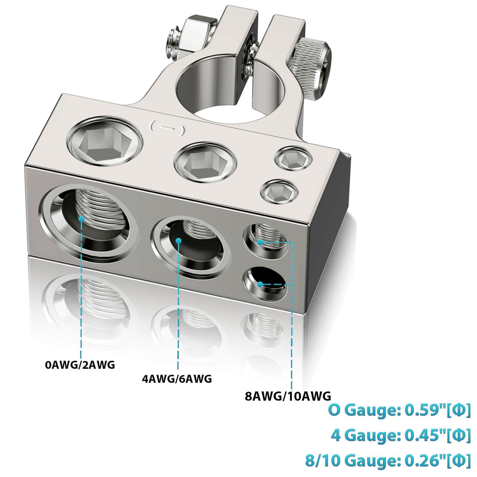 Battery Terminals, Positive Negative Battery Terminal Connectors, with 2 Clear Covers and Shims,Auto Car Audio Marine Boat — image 4