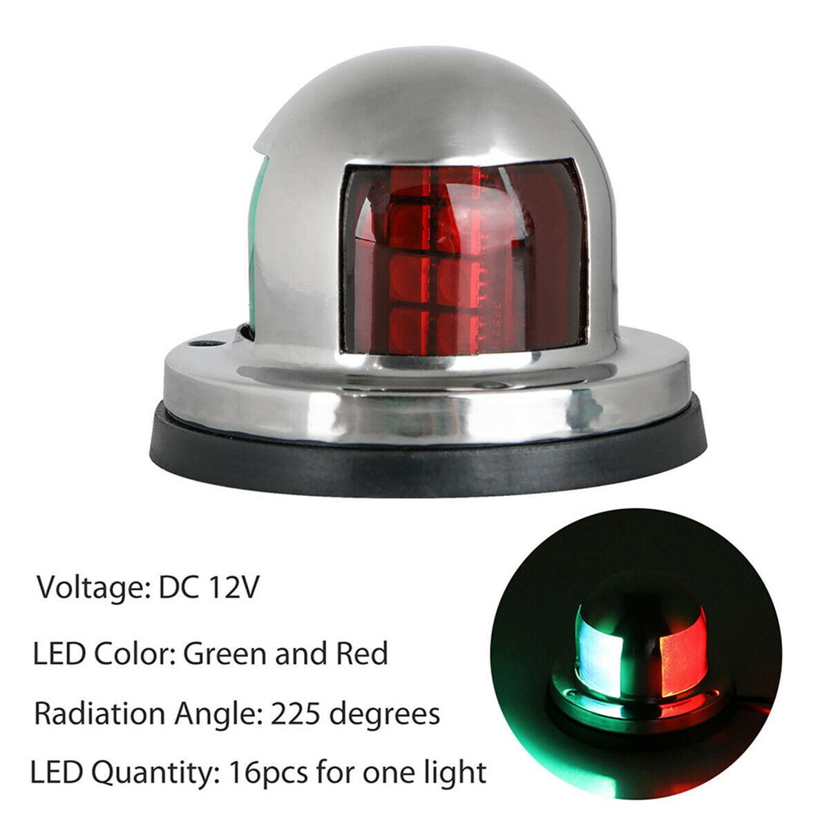 12V Led Marine Navigation Light 2 In 1 Bow Light For Boats Yachts Pontoons Stainless Steel Waterproof Ip65 Red Green Boat Light — image 5