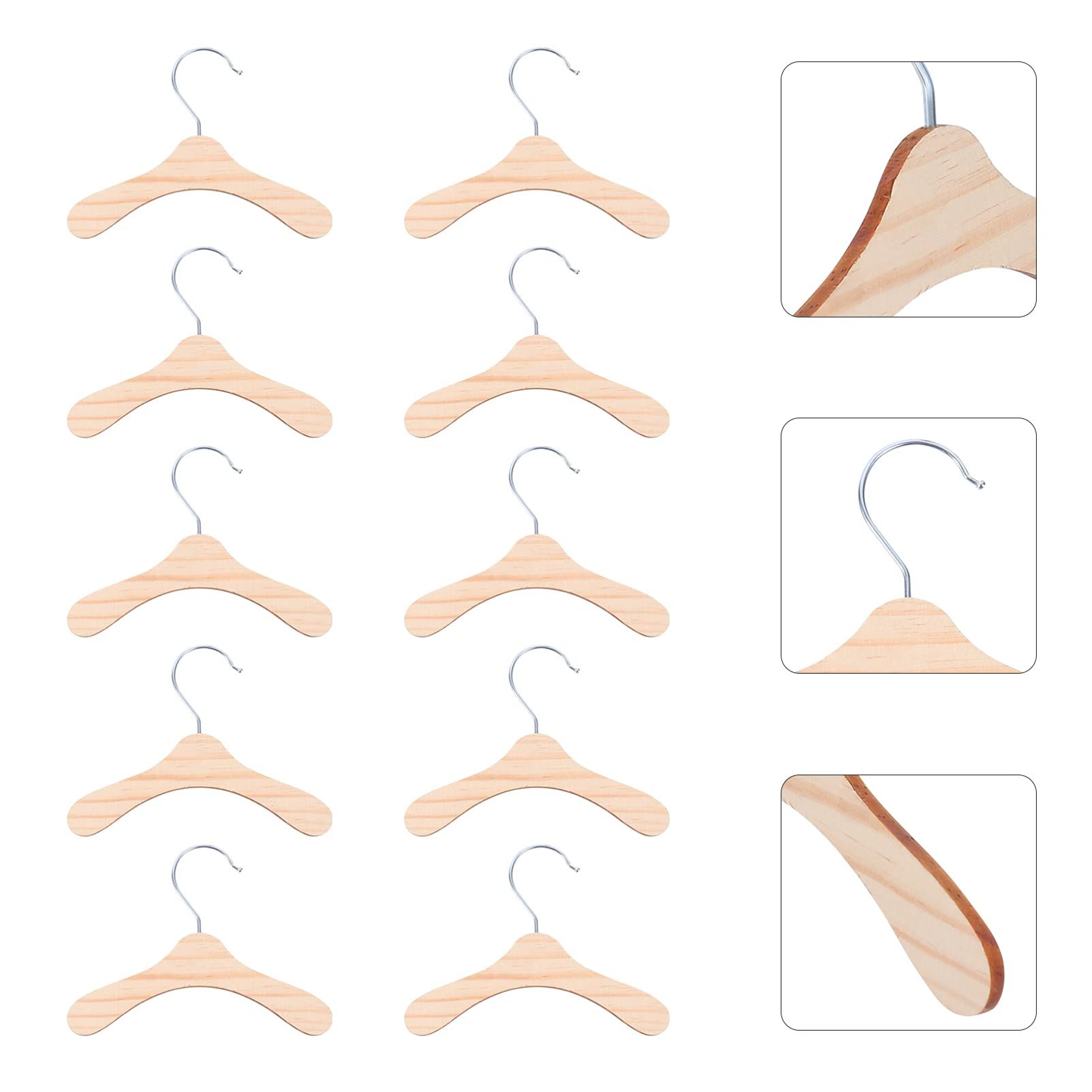 10pcs Wood Standard Hangers Dog Clothes Hangers Wooden Clothes Hangers Coat Trouser Slack Jeans Skirt Shorts - 5.5 x 5.5inch โ image 4