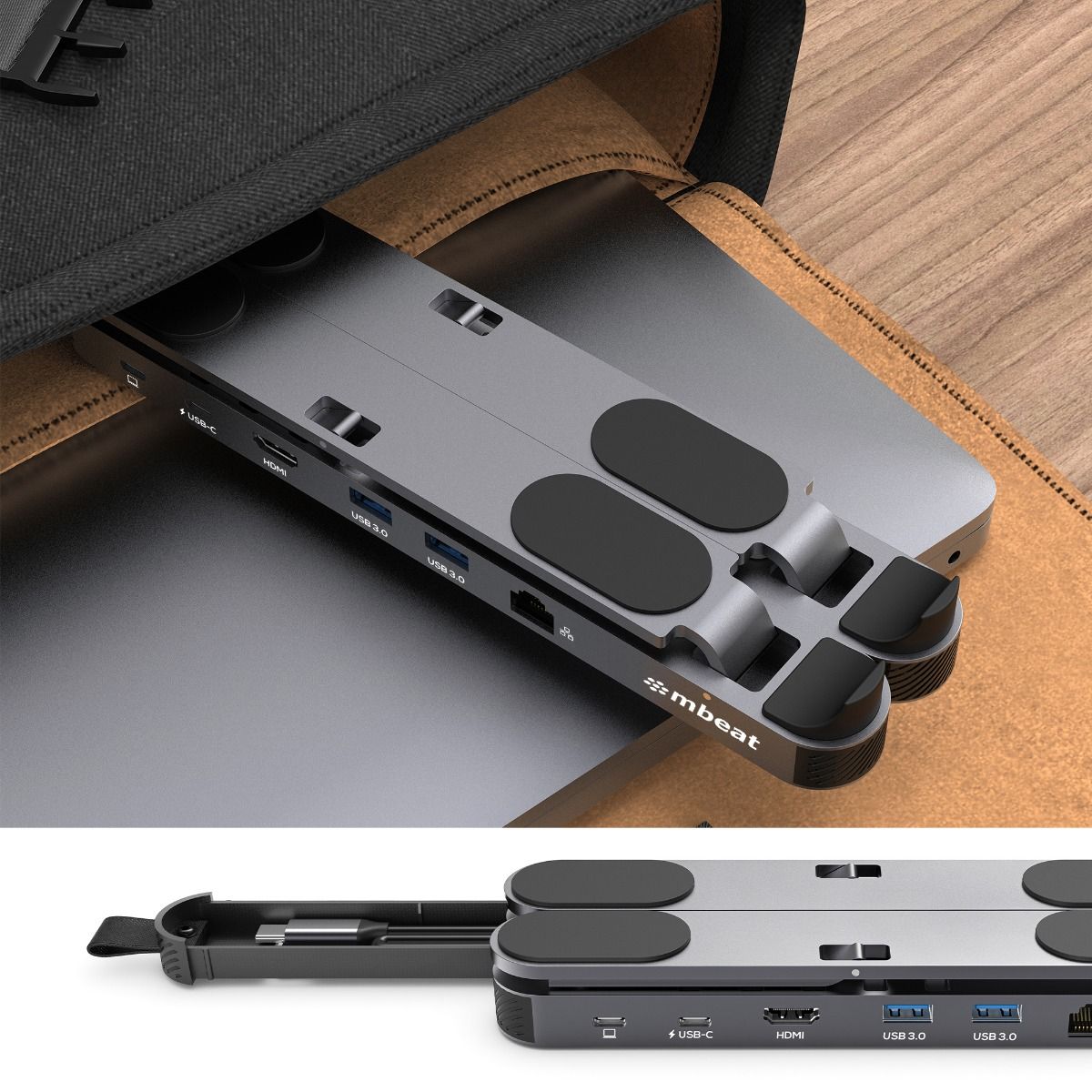 mbeat Stage P5 Portable Laptop Stand with USB-C Docking Station - Space Grey โ image 6