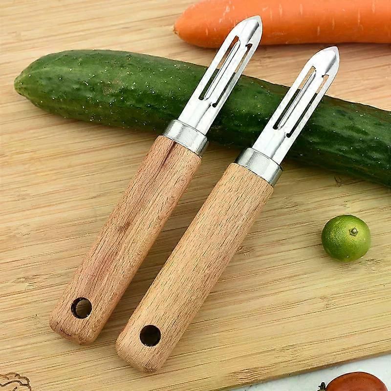 Stainless Steel Peeler with Wooden Handle - for Fruit & Vegetable (Tomato/Pear/Apple/Potato) โ image 2
