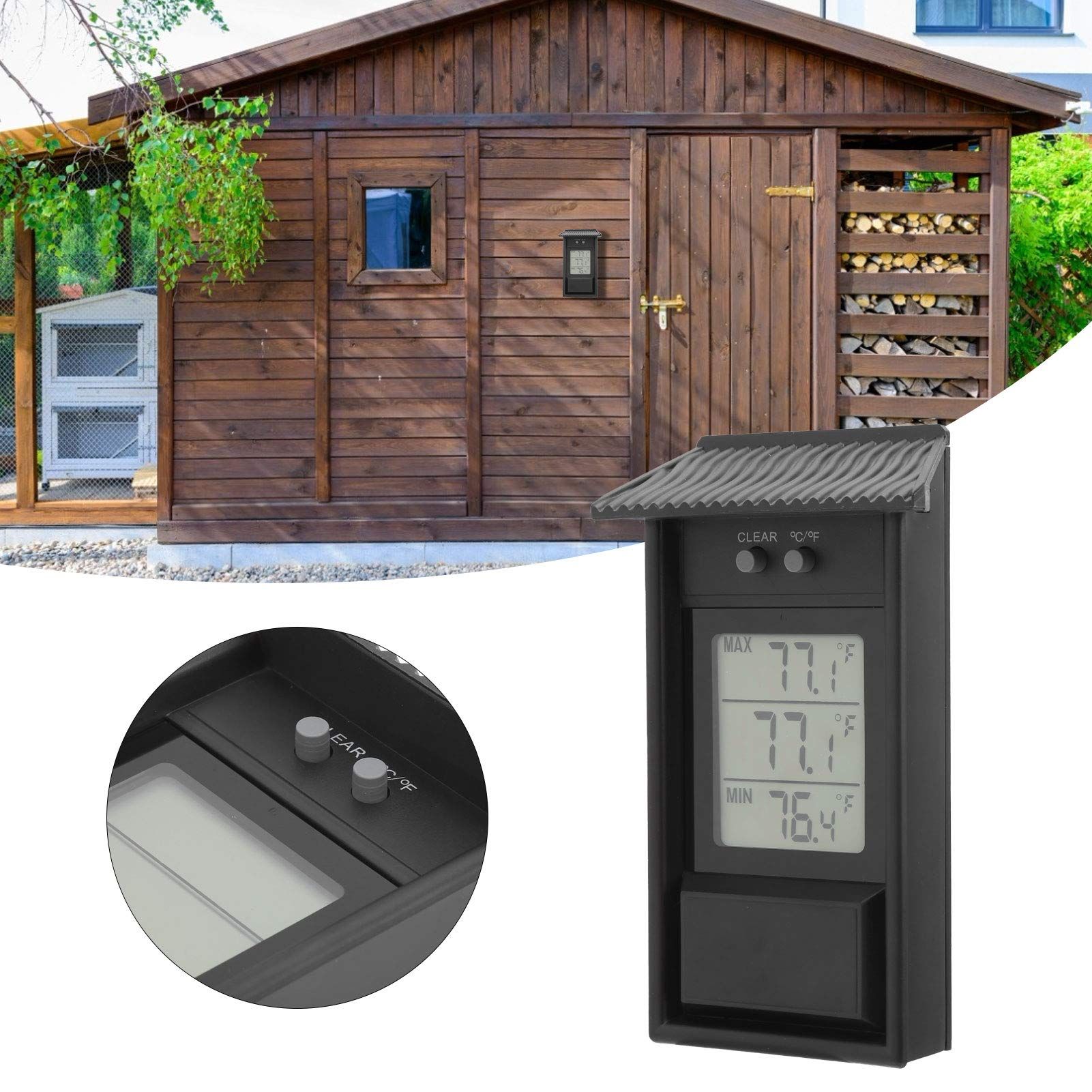 Indoor Outdoor Thermometer Digital Waterproof Temperature Meter Gauge for Garden Greenhouse,Outdoor Waterproof Temperature Meter — image 3