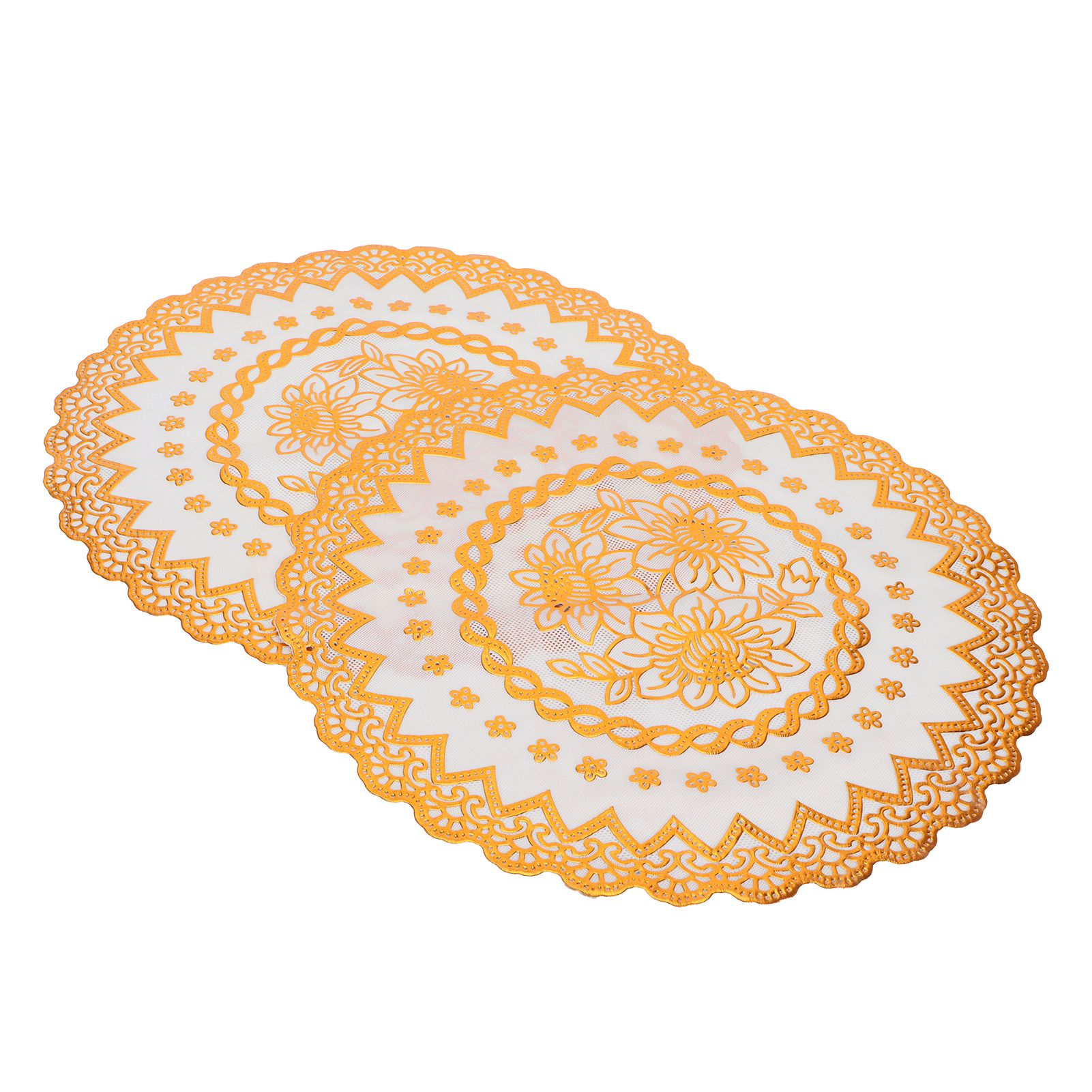 2PCS 38x38cm Table Mats PVC Gold Placemats Cup Mat Coaster for Wedding Party SuppliesRound 04 — image 2