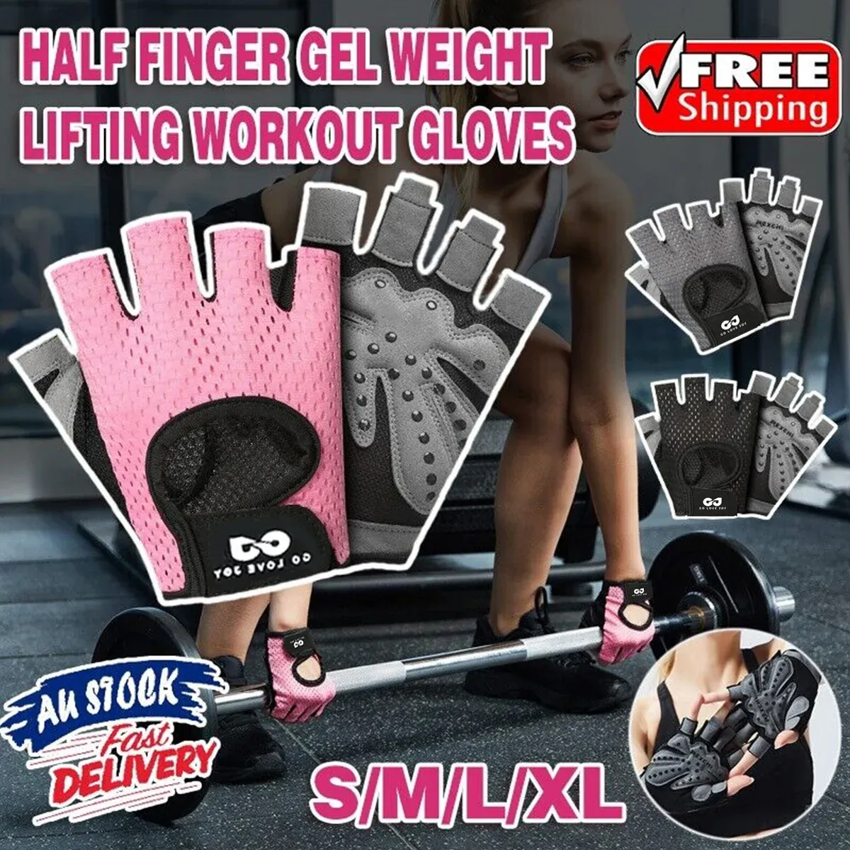 L Size Women Fitness Gym Training Gloves Half Finger Gel Weight Lifting Workout Gloves - Grey โ image 2
