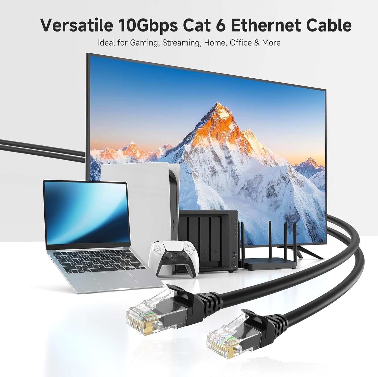 10Gbps Snagless Cat 6 Ethernet Cable - 20ft, Cat 6 Cable, Cat6 Cord, Ethernet Cord, Black — image 2