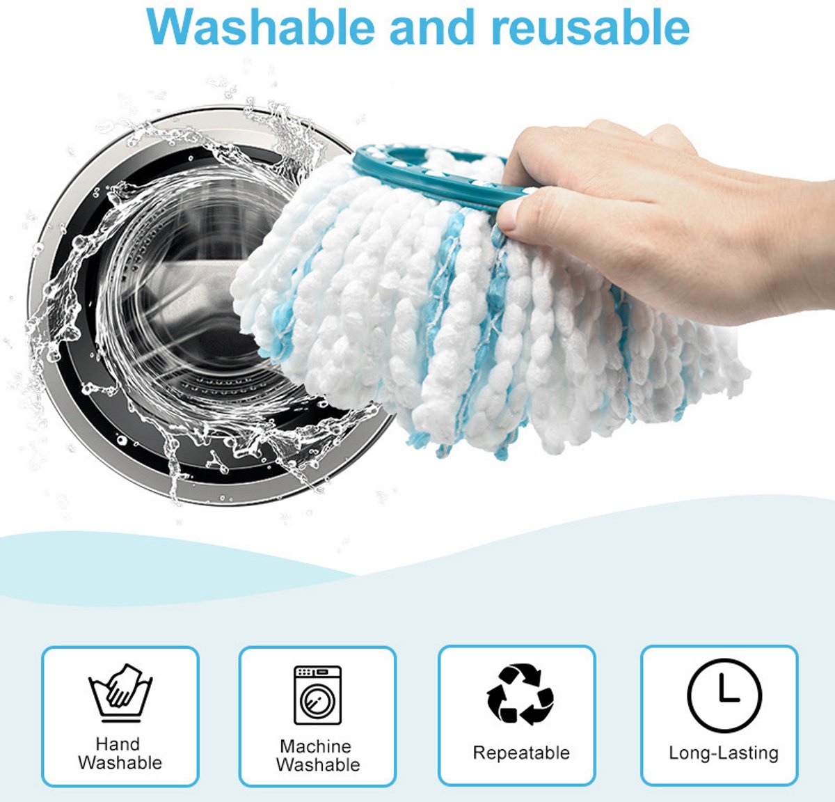 3-Pack Replacement Mop heads - Replacement microfiber - Dual fiber system - High water absorption and dirt pickup - Suitable for all floor types — image 2