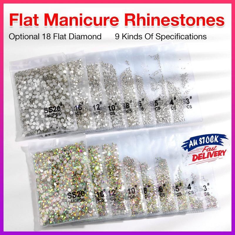 1440Pcs Glitter Rhinestones Crystal Flat Clear Bottom Glass Nail Art Nail Drill - Coloured Crystal-SS6 — image 2