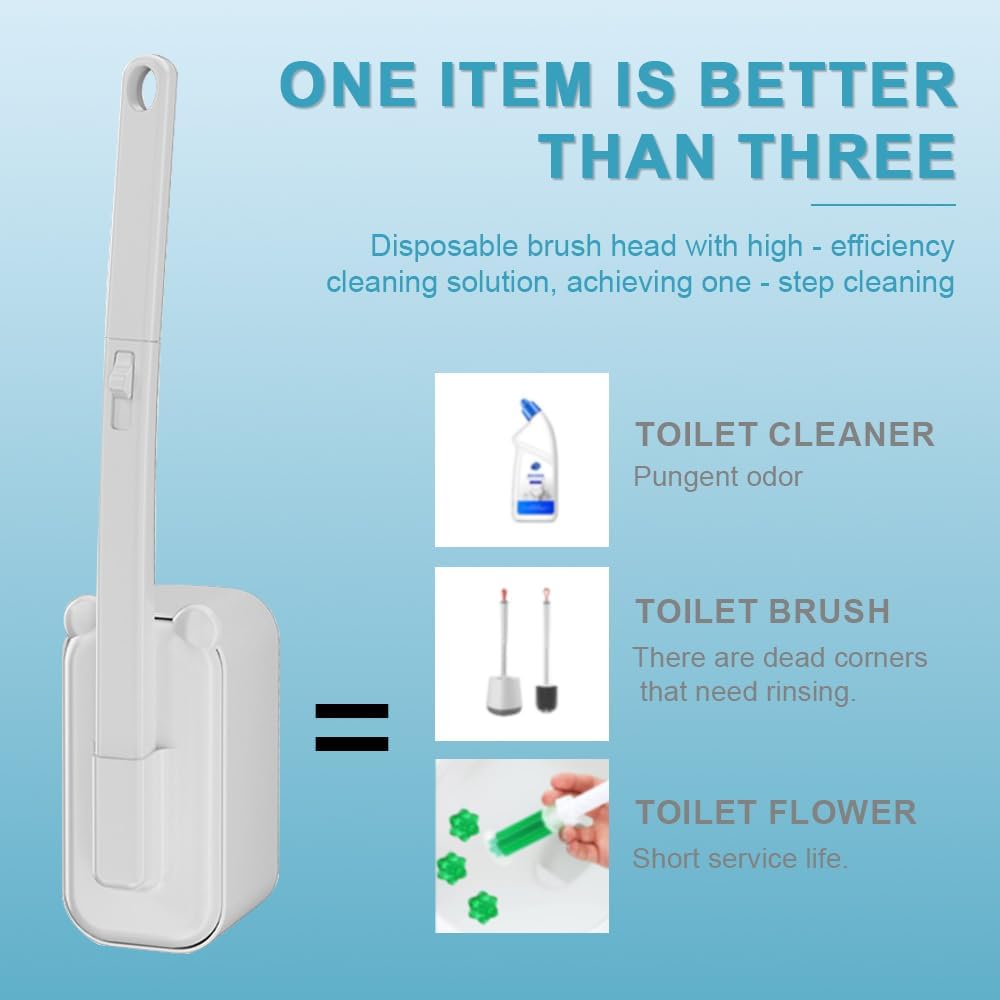 Disposable Toilet Brush with 48 Refills,Toilet Cleaning Supplies,Toilet Wand Brush Starter Kit,Wall Mounted Toilet Bowl Cleaner Brush with Holder for Bathroom — image 3