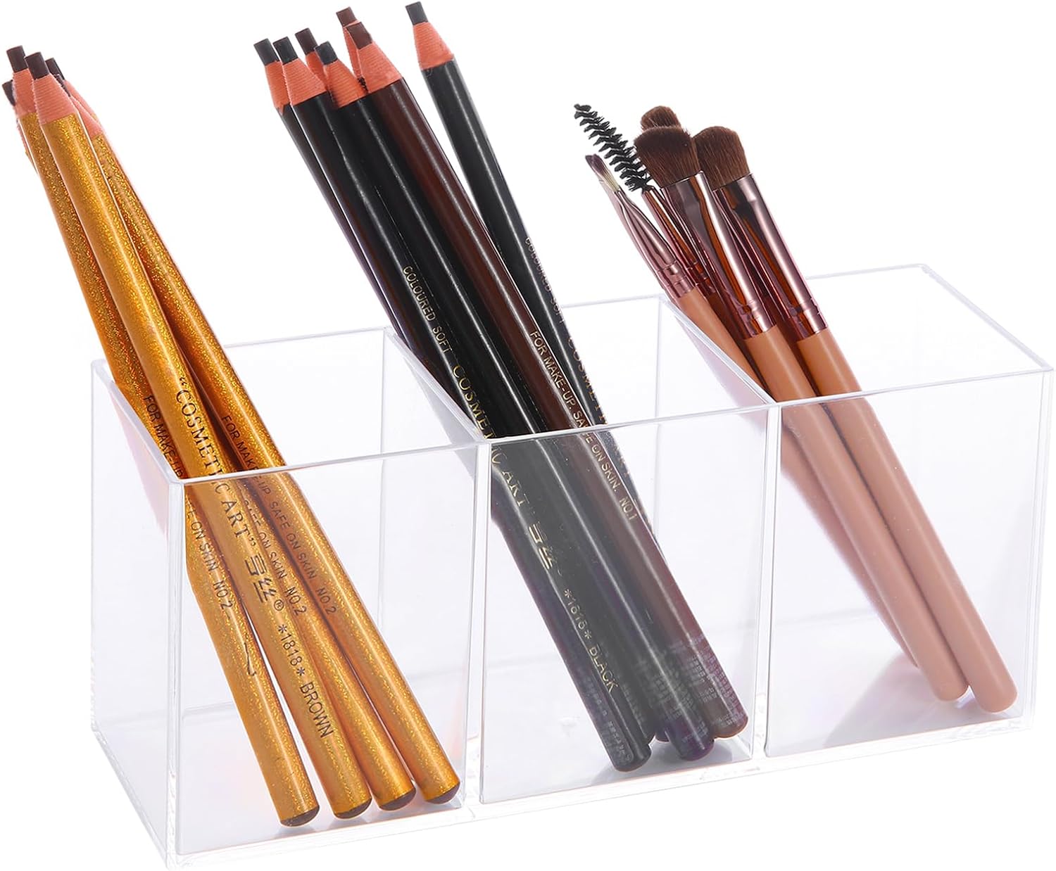 Transparent Pen Holder Desk Organizer - Pencil Marker Paperclip Storage Container - Plastic Stationery Organiser for Office Bedroom Bathroom — image 4