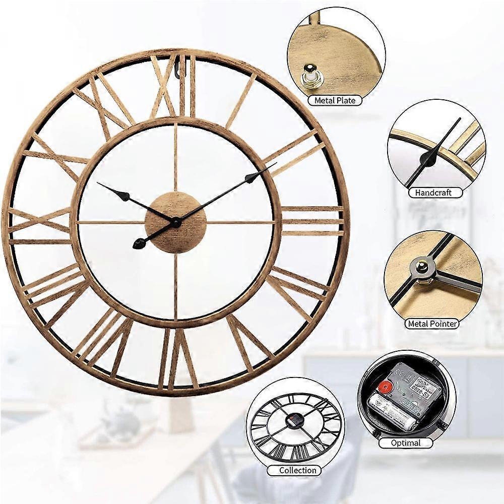 Decor Wall Clock European Retro Clock with Large Numerals Indoor Silent Battery Operated Metal Clock — image 5