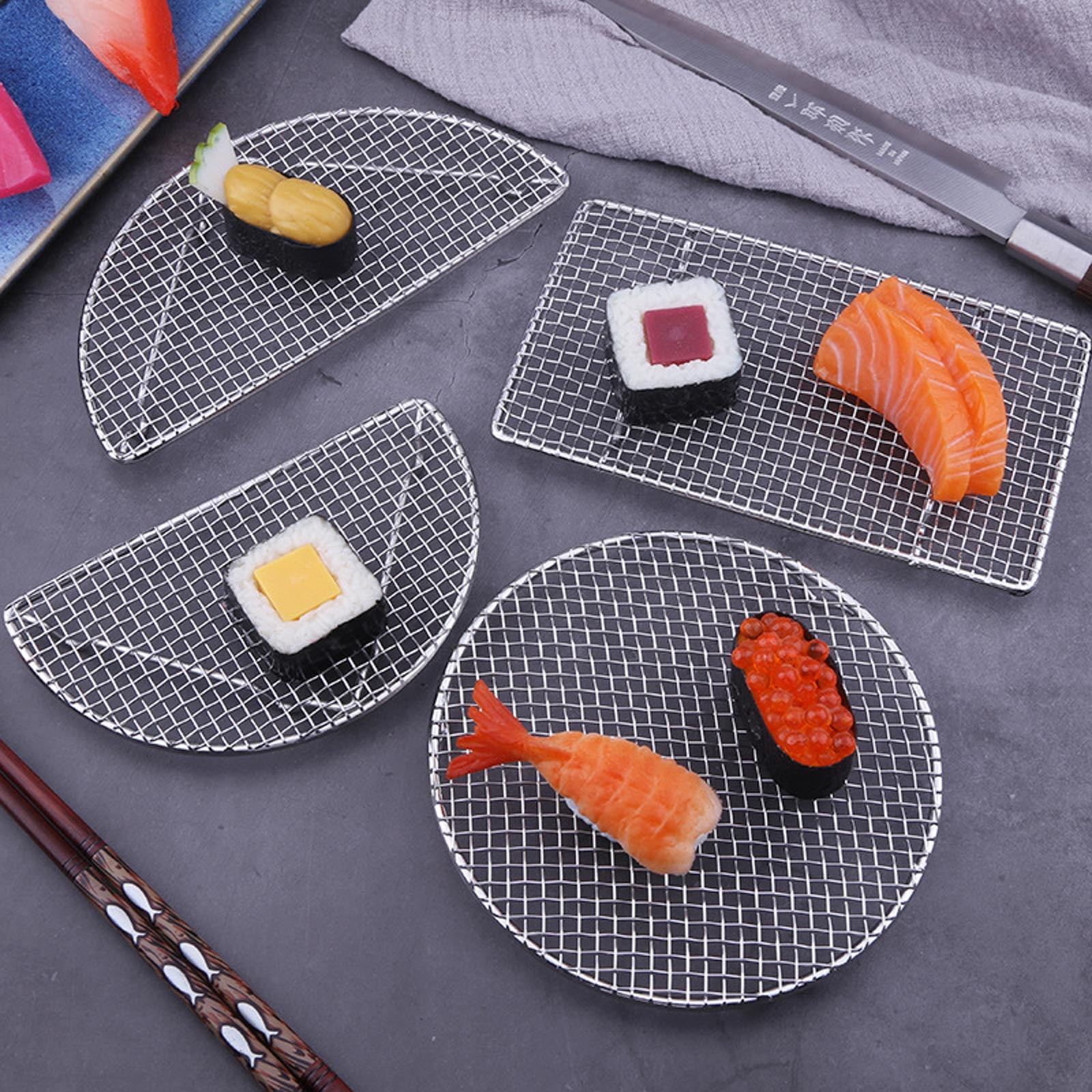 Stainless Steel Barbecue Grill Net, Multi Shape Wire Rack for Outdoor Cooking, Tempura and Fried Food Draining, S6-B โ image 4