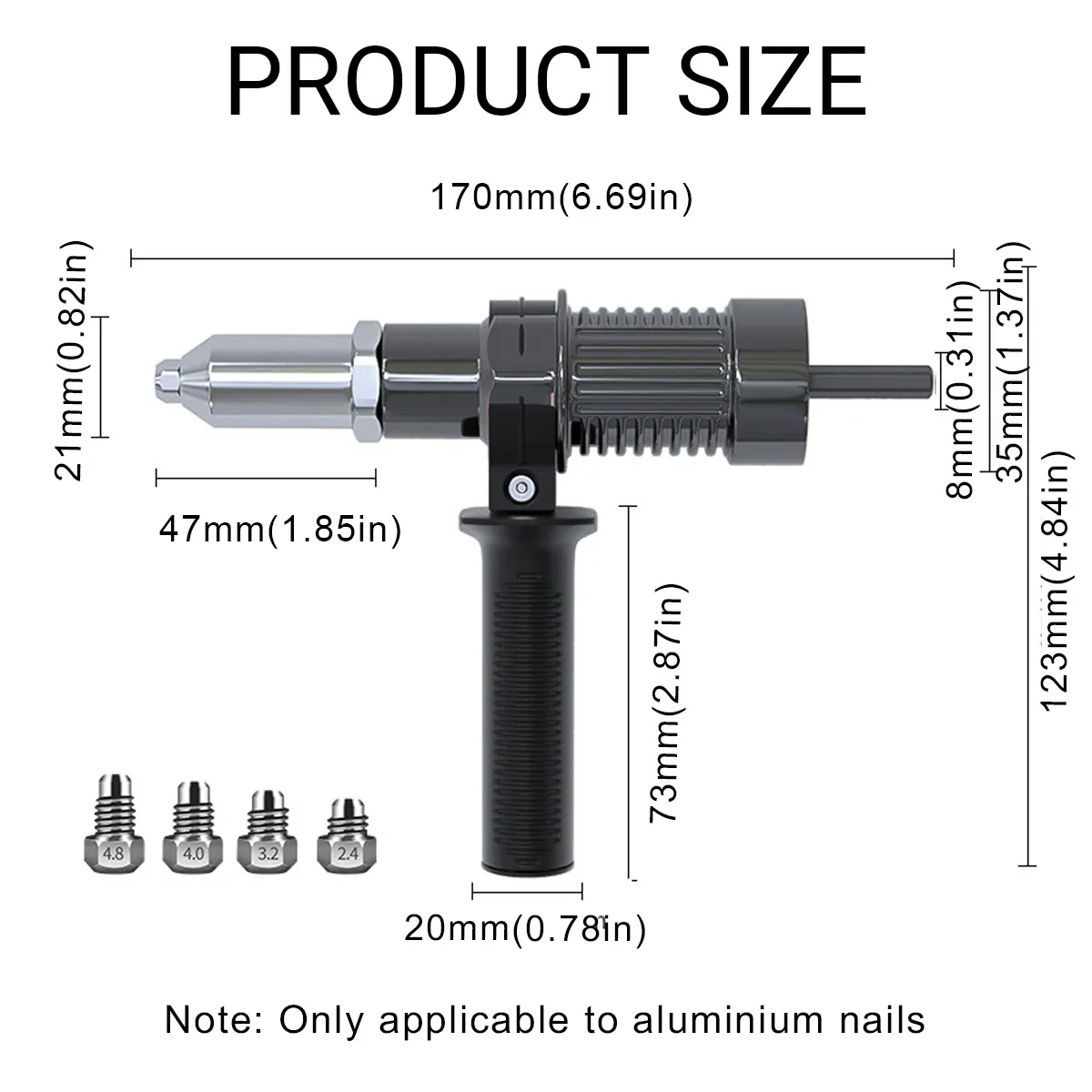 Electric Rivet Nut Gun Adapter Cordless Drill Tool Kit with 4 Nozzles Durable โ image 3