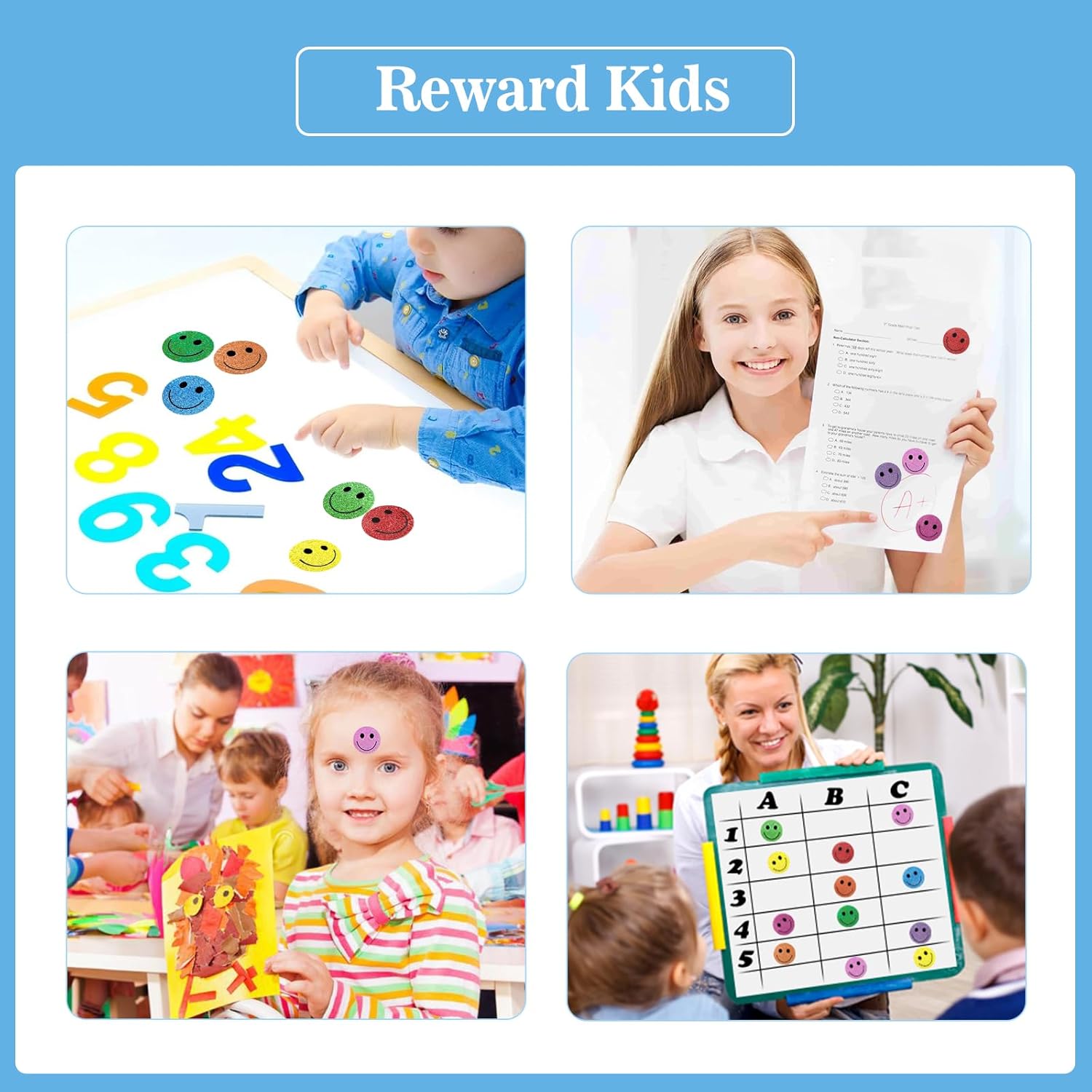 Smiley Face Stickers - Happy Face Stickers 500Pcs 1Inch Glitter Smiley Sticker Roll Cute Reward Sticker for Kids Classroom Self Adhesive Positive Incentive — image 4