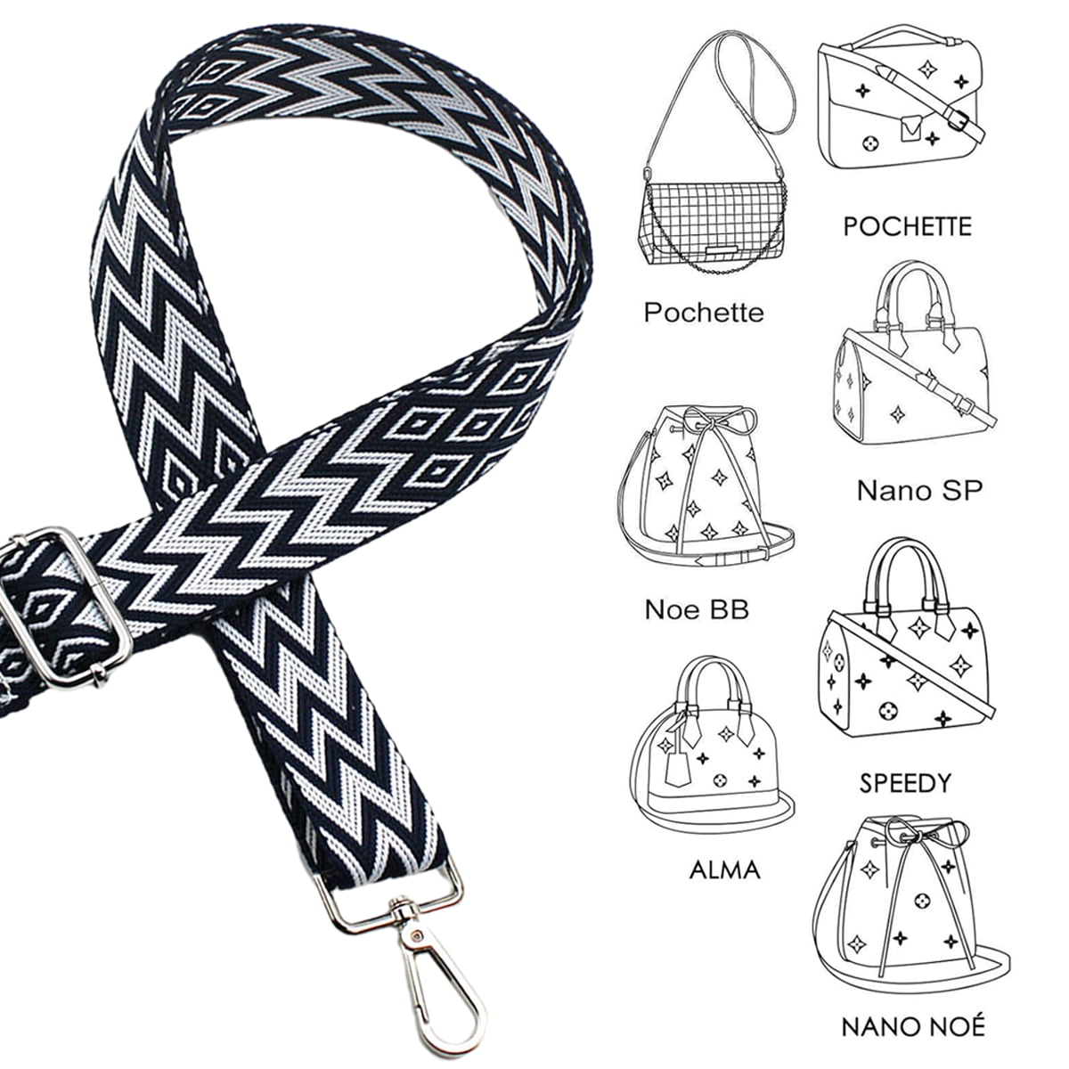 Replacement Crossbody Strap Handbag Guitar Strap Purse Shoulder Strap Adjustable Retro Jacquard - Dark blue — image 3