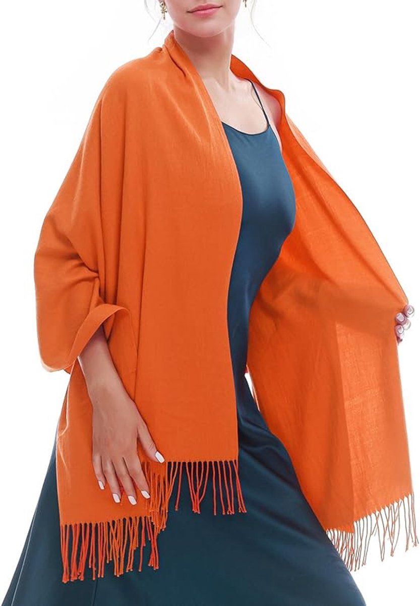 Scarf, Neck Warmer, Winter Scarf, Women's Woven Scarf, Ladies' Scarf, for Cold Weather, Travel and Daily Winter Wear, 70 x 200 cm, Orange โ image 3
