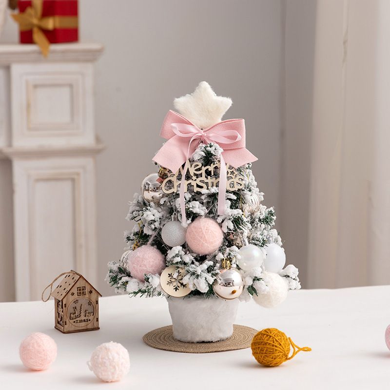 mini desktop Christmas tree, flocked pink Christmas tree, DIY Christmas tree, office Christmas decor โ image 2