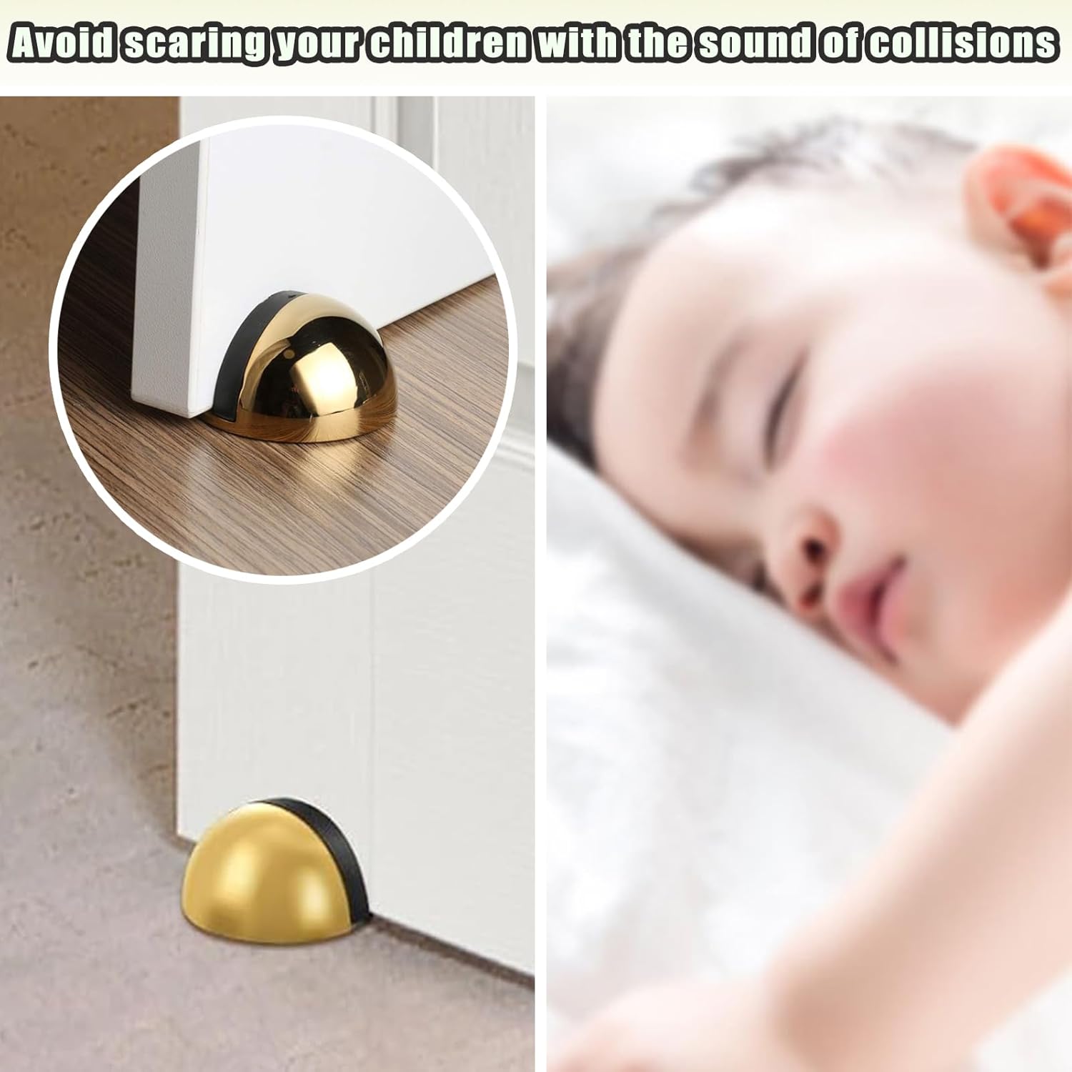 Drill-Free Floor Mounted Door Stoppers 3M Adhesive Self Adhesive Door Stoppers with Black Rubber Bumper Tips Floor Mount Half Dome Door Stopper for Office โ image 5
