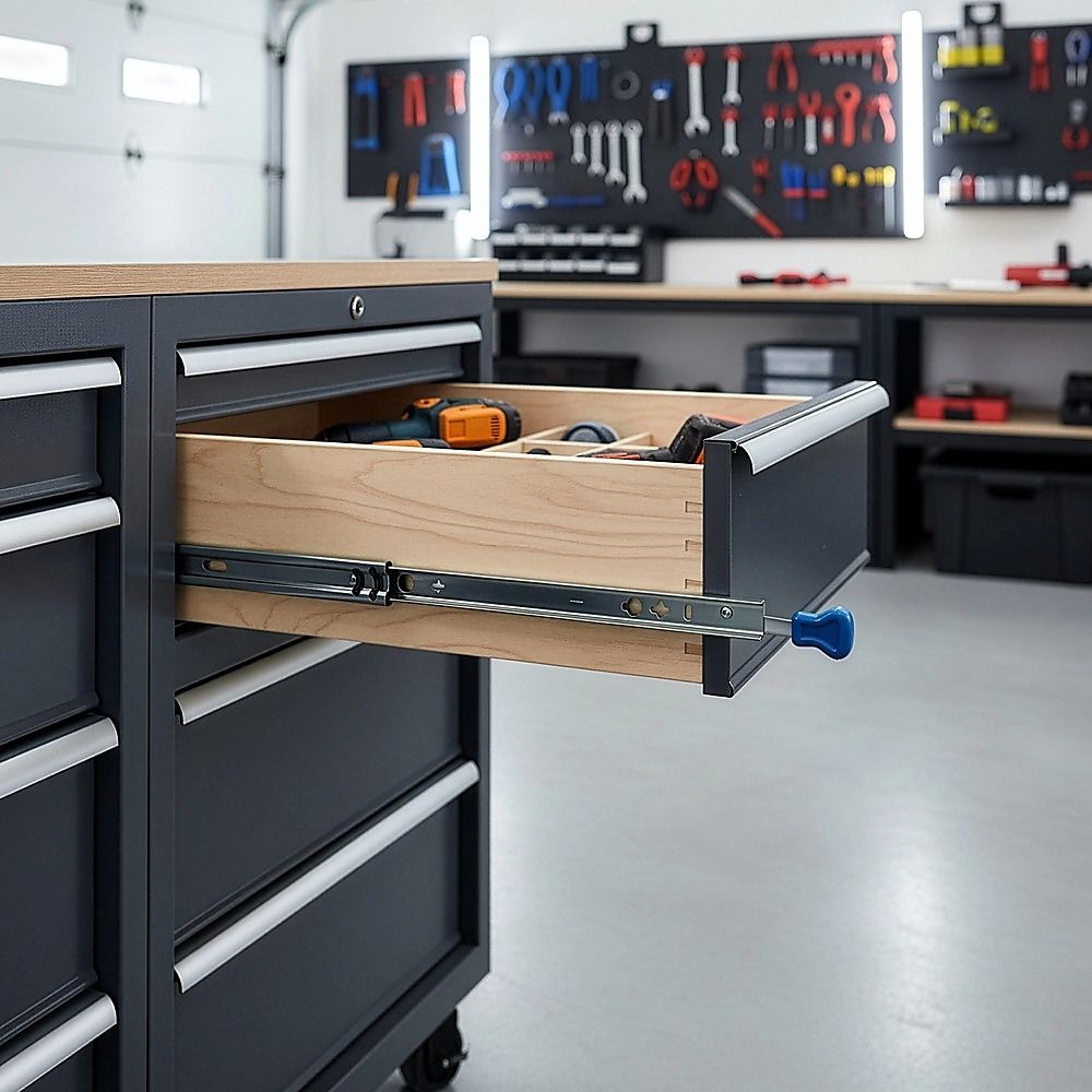 100cm Drawer Runners Pair – Heavy Duty 100kg Locking Slide Rails — image 5