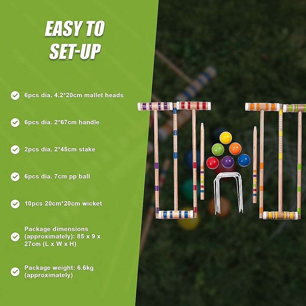 Croquet Set For Up To 6 Players Complete Outdoor Lawn Game Set For Family Gatherings And Events — image 5