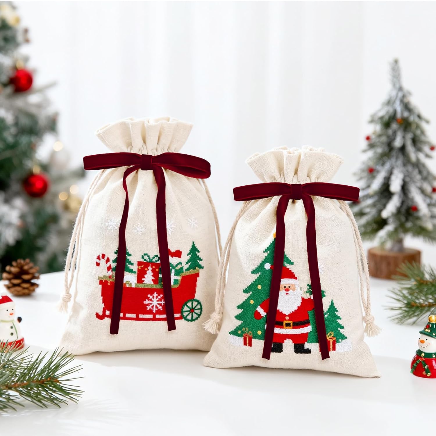 24 Pcs Burgundy Velvet Bows Vintage Rustic Velvet Ribbon Bows Ornaments for Christmas Tree Garland Wreaths Gift Wrapping Holiday Decor Indoor and Outdoor 3/8'' β image 4