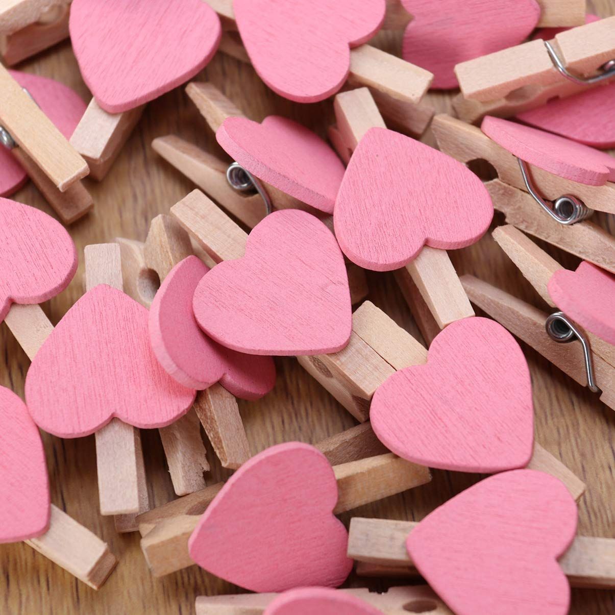 50pcs Clothes pins Mini Wooden Clips Clothespins Crafts Clips with Hearts for Wedding Party Valentines Day Decoration Photo Wood โ image 4