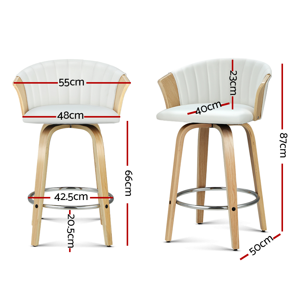 Artiss Bar Stools Kitchen Leather Barstools Swivel Counter Chairs x2 — image 2