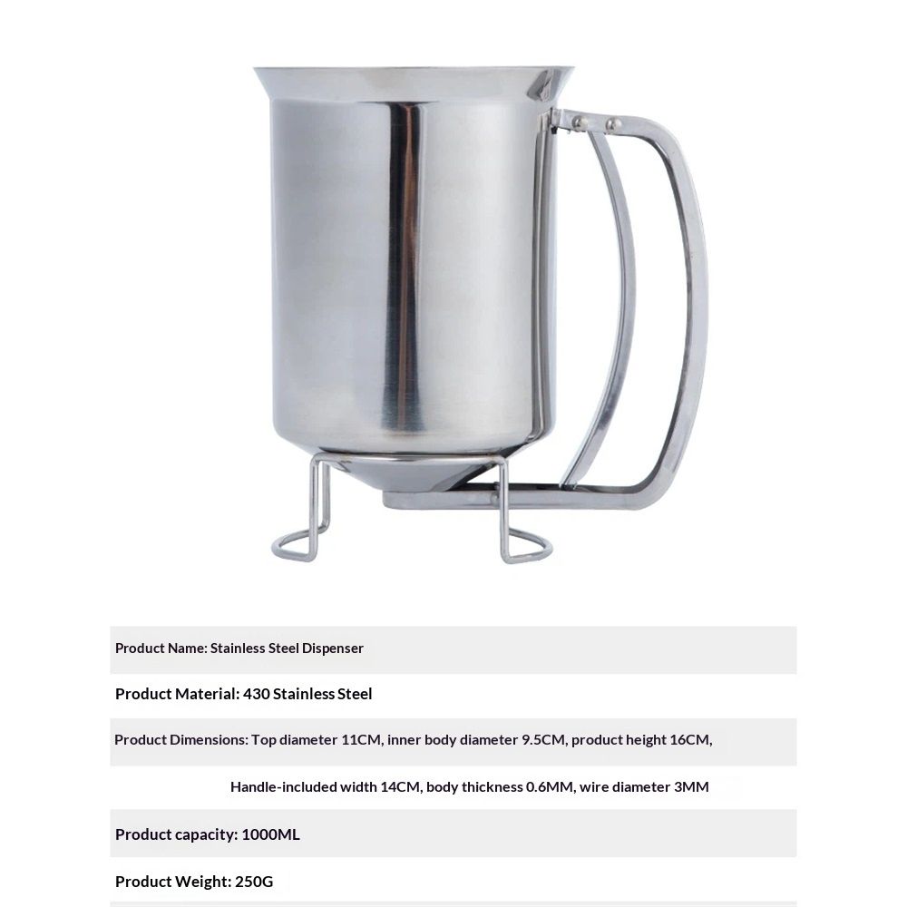 Pancake Batter Dispenser with Funnel, 1000ml, Stainless Steel, for Baking Cupcakes Muffins Crepes Waffles โ image 5
