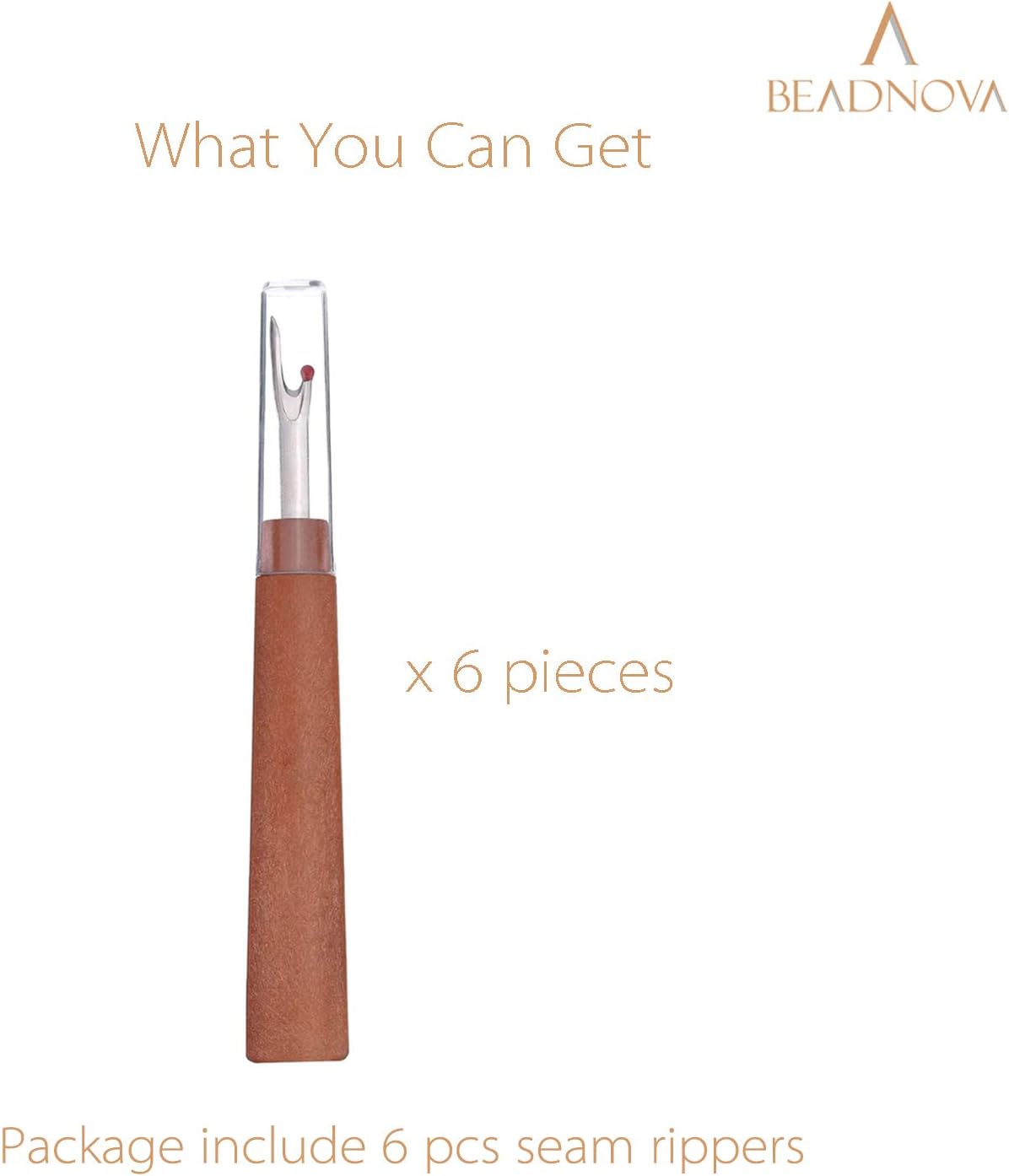 Seam Ripper 6pcs Wooden Style Plastic Thread Cutter Stitch Remover Large Thread Remover Stitch Eraser Tag Ripper for Clothes Crafting Embroidery โ image 3