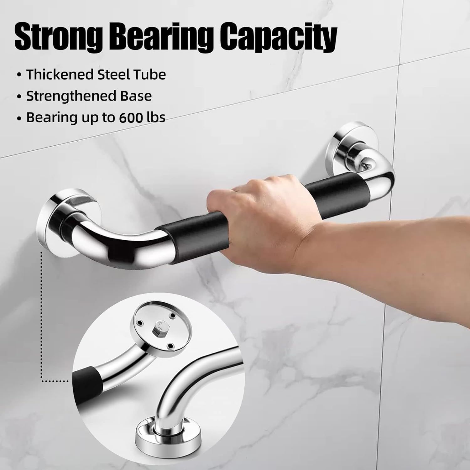 2 Pack 12 inch Bathroom Grab Bars for Seniors,Anti Slip Shower Safety Bars for Elderly for Wall,Handicap Grab Bars,Grab Bars — image 4