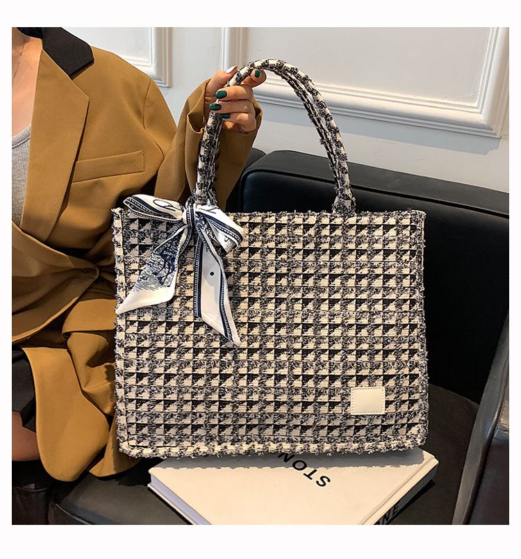 Women's Plaid Canvas Tote Bag for Women Canvas Crossbody Shoulder Bags Women Casual Canvas Tote Bag Handbag Purses โ image 4
