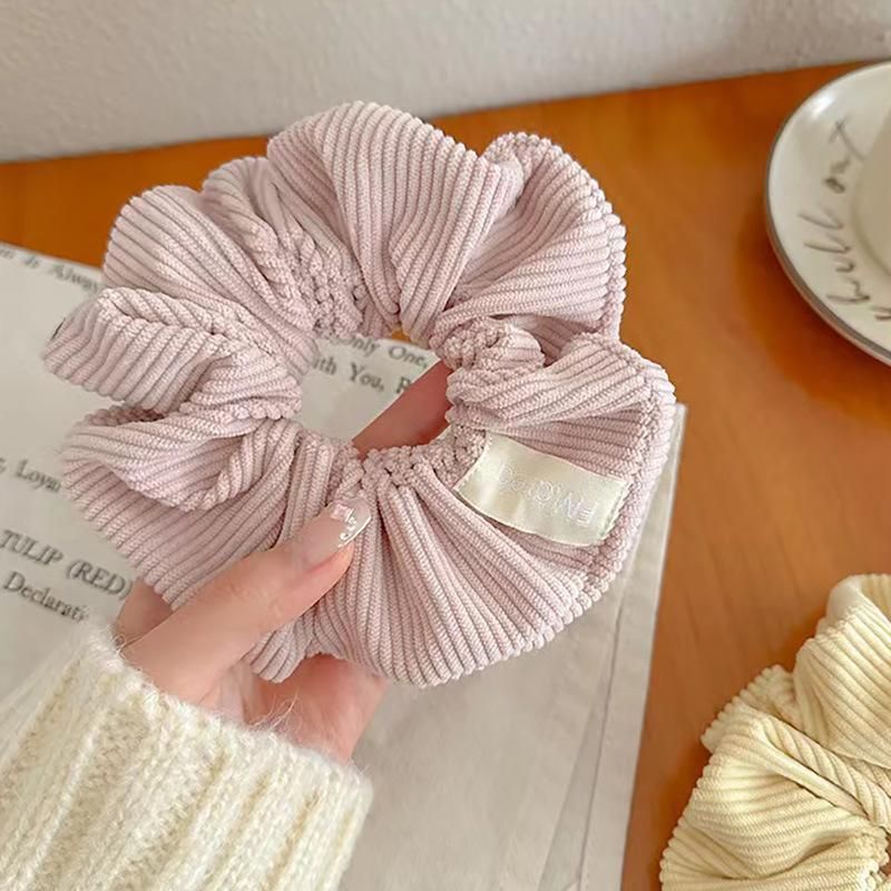 Corduroy Big Hair Scrunchies Ponytail Holder Hair Ties Rope Hair Accesorries - Beige — image 5