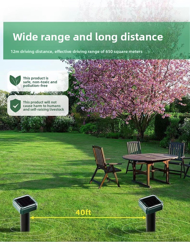 Solar-Powered Sonic Snake and Rodent Repeller Ground Stake - Outdoor Waterproof Ground Vibration Pest Deterrent Device - Ultrasonic Control for Moles, Voles — image 6