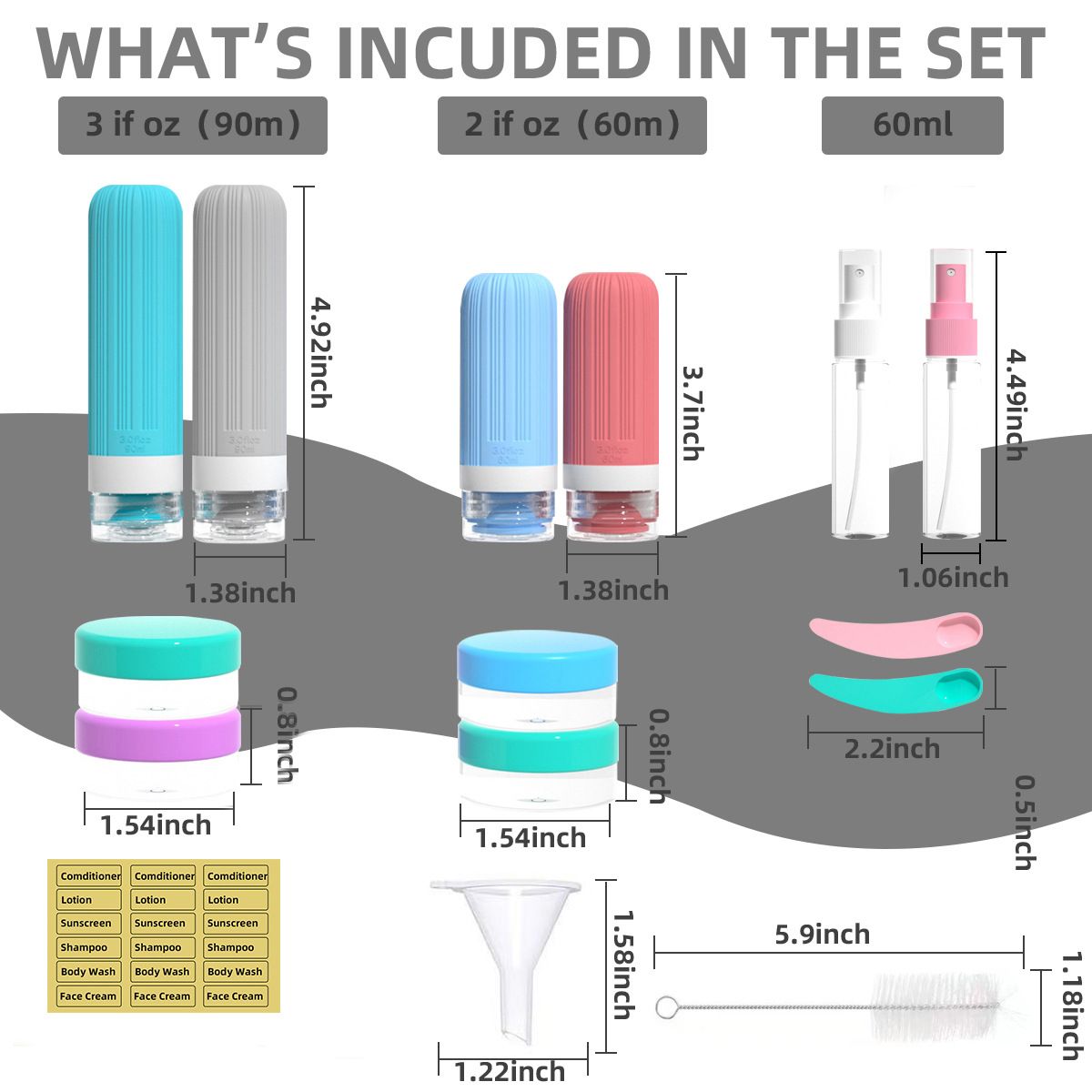 Silicone Travel Toiletry Bottles Set Leakproof Squeeze Containers with Case(08) โ image 4
