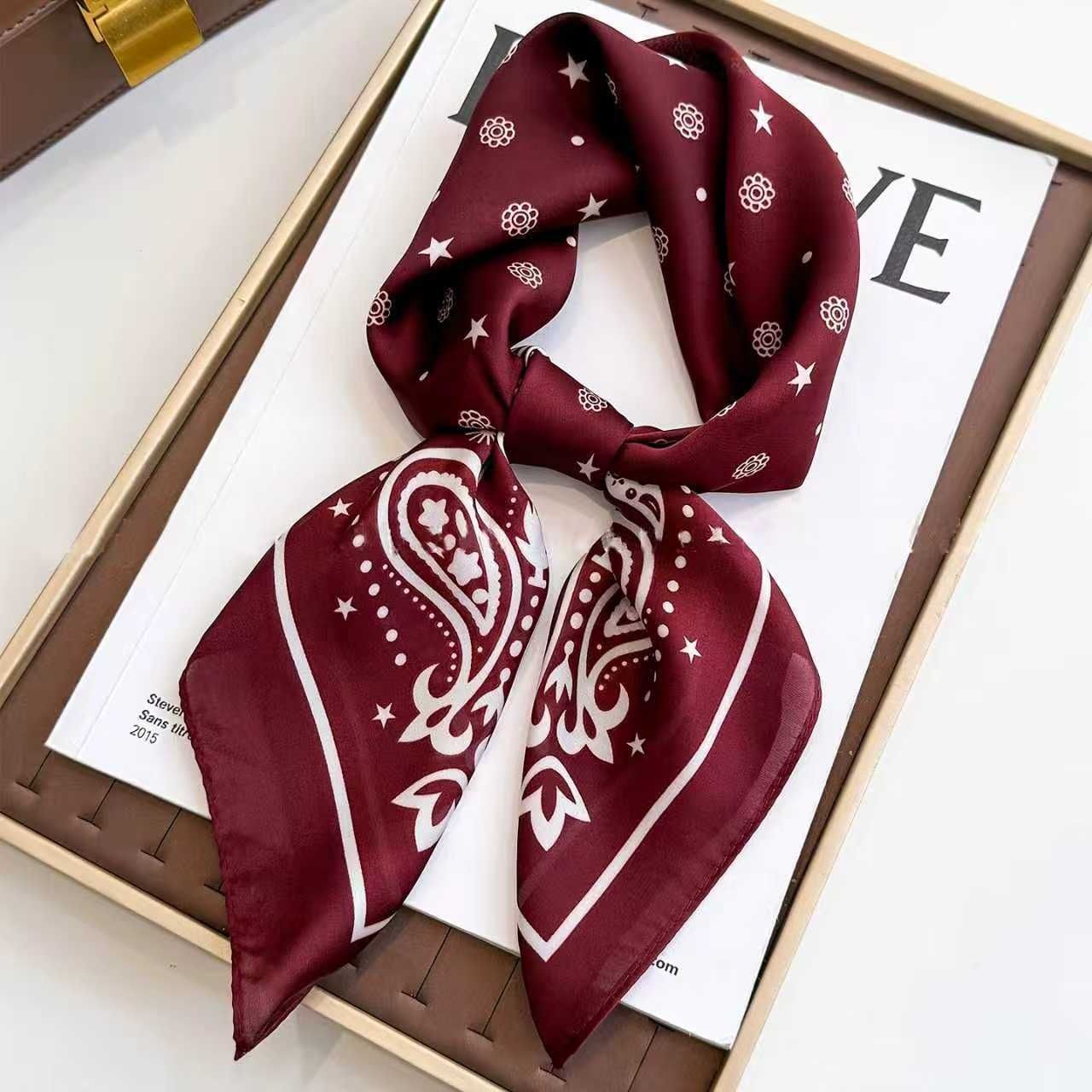 White Women's 70cm Square Scarf - Bohemian Paisley & Vintage Print Collection - Lightweight Satin Feel, Versatile Neck Tie, Head Wrap, Bag Accent, Everyday — image 3