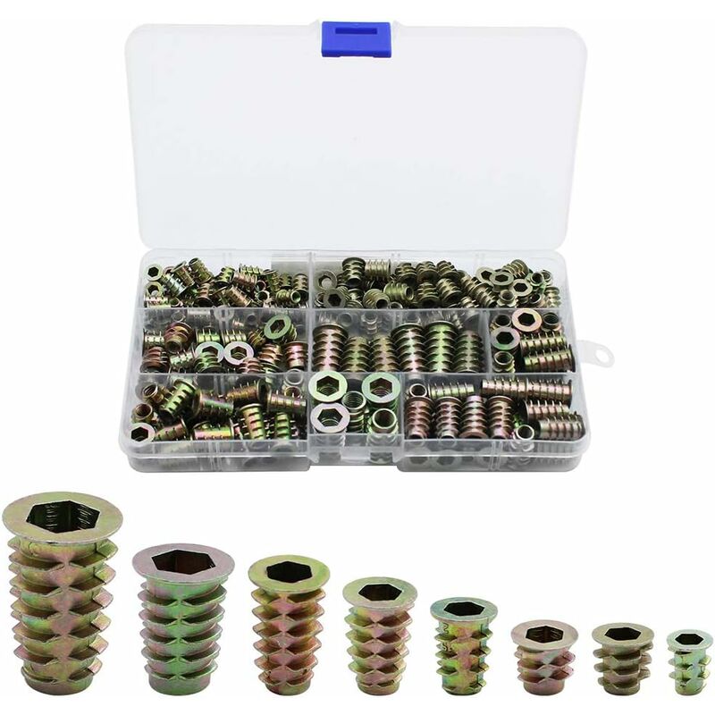 230 Pieces Zinc Alloy Hexagonal Threaded Insert Nuts, External Thread Nuts M4 M5 M6 M8 for Nut Tool Kit