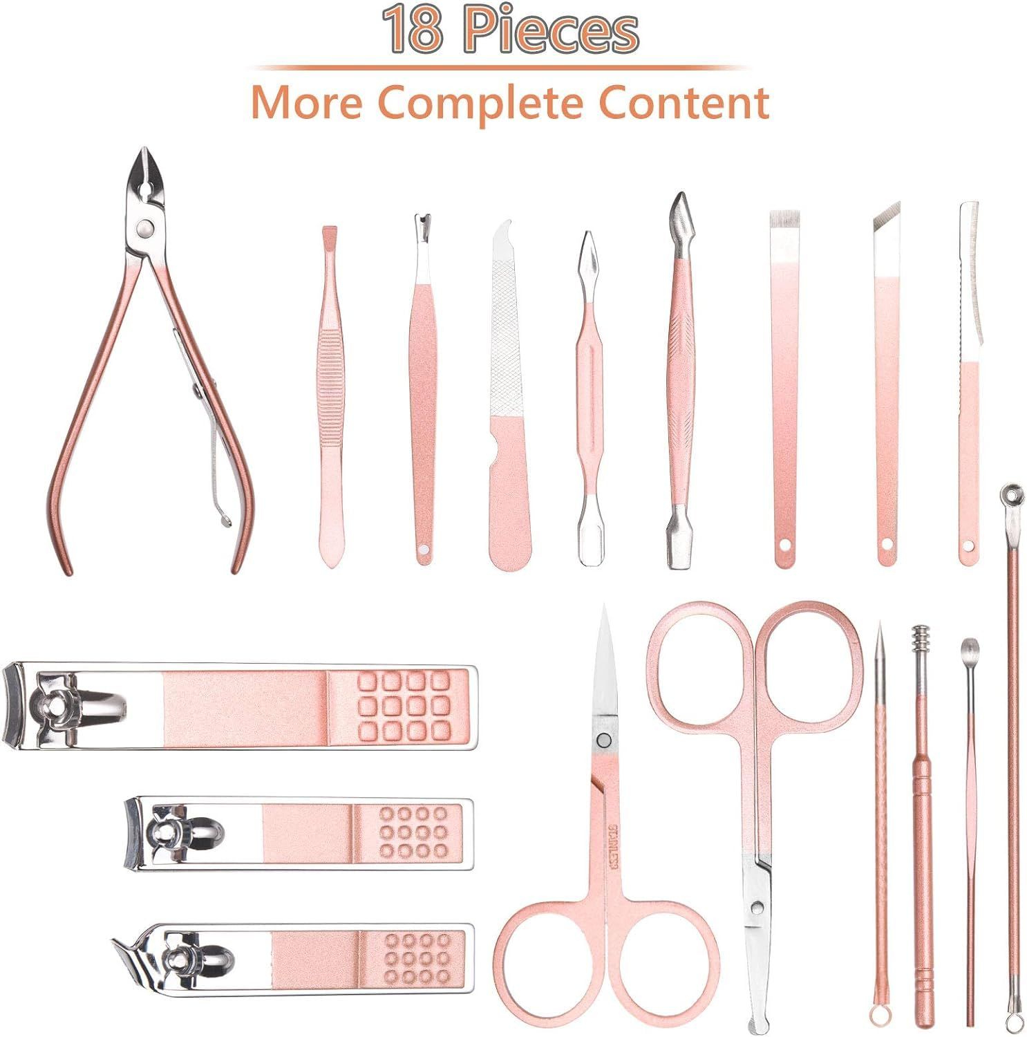 Nail Clippers for Men Women,18 In 1 Stainless Steel Nail Kit Professional Manicure Pedicure Kit Nail Scissors Cuticle Trimmer Nail — image 5