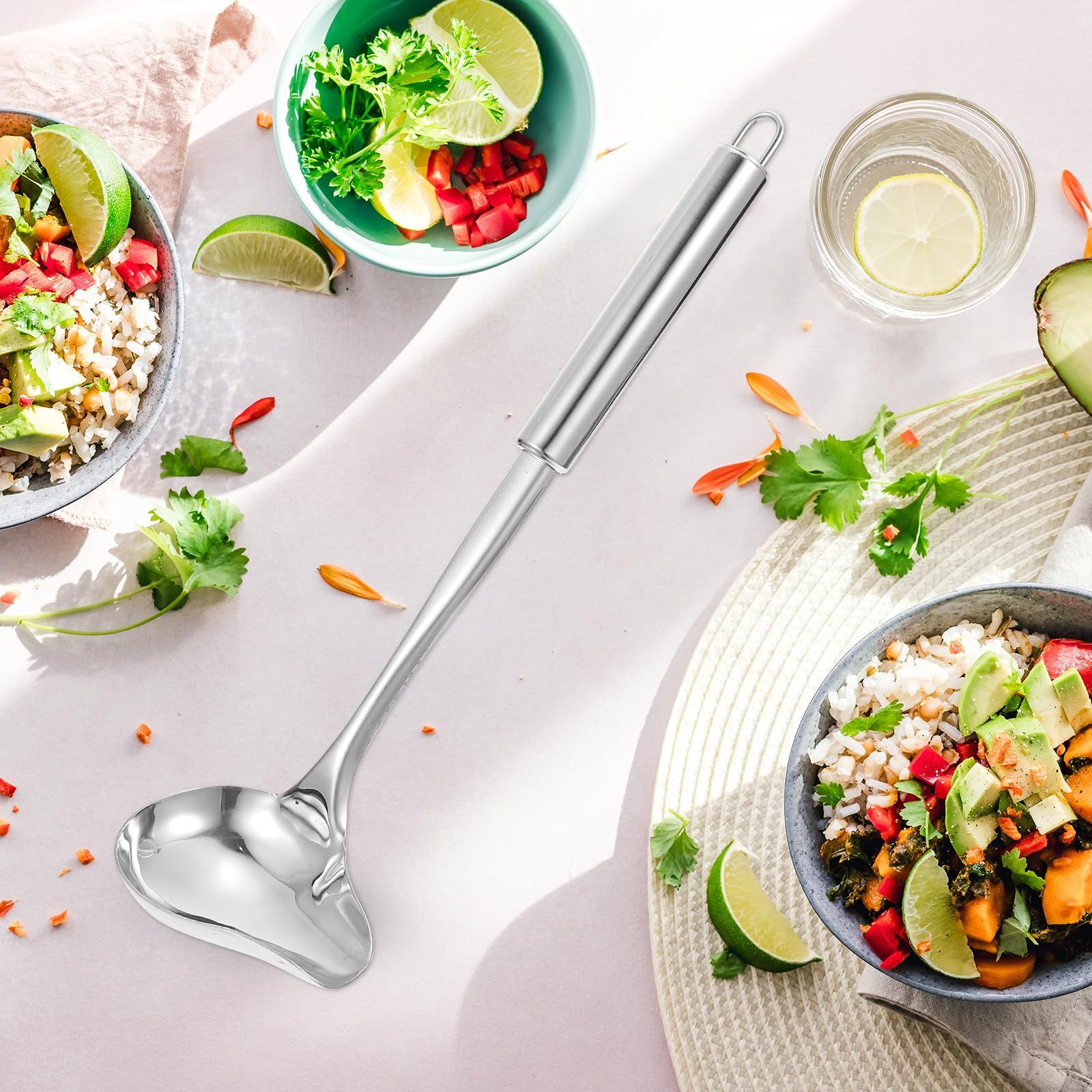 2pcs Stainless Steel Sauce Drizzle Spoon with Spout Duckbill Sauce Spoons Serving Soup Ladle for Spooning Dressings Kitchen — image 3