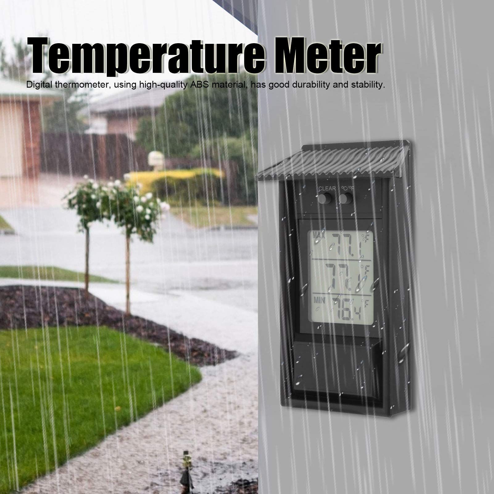 Indoor Outdoor Thermometer Digital Waterproof Temperature Meter Gauge for Garden Greenhouse,Outdoor Waterproof Temperature Meter — image 5